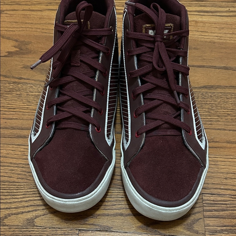 Pony Sneakers Men's 10.5 Burgundy Feed the Cat Mid High-Top Retro - Picture 2 of 12